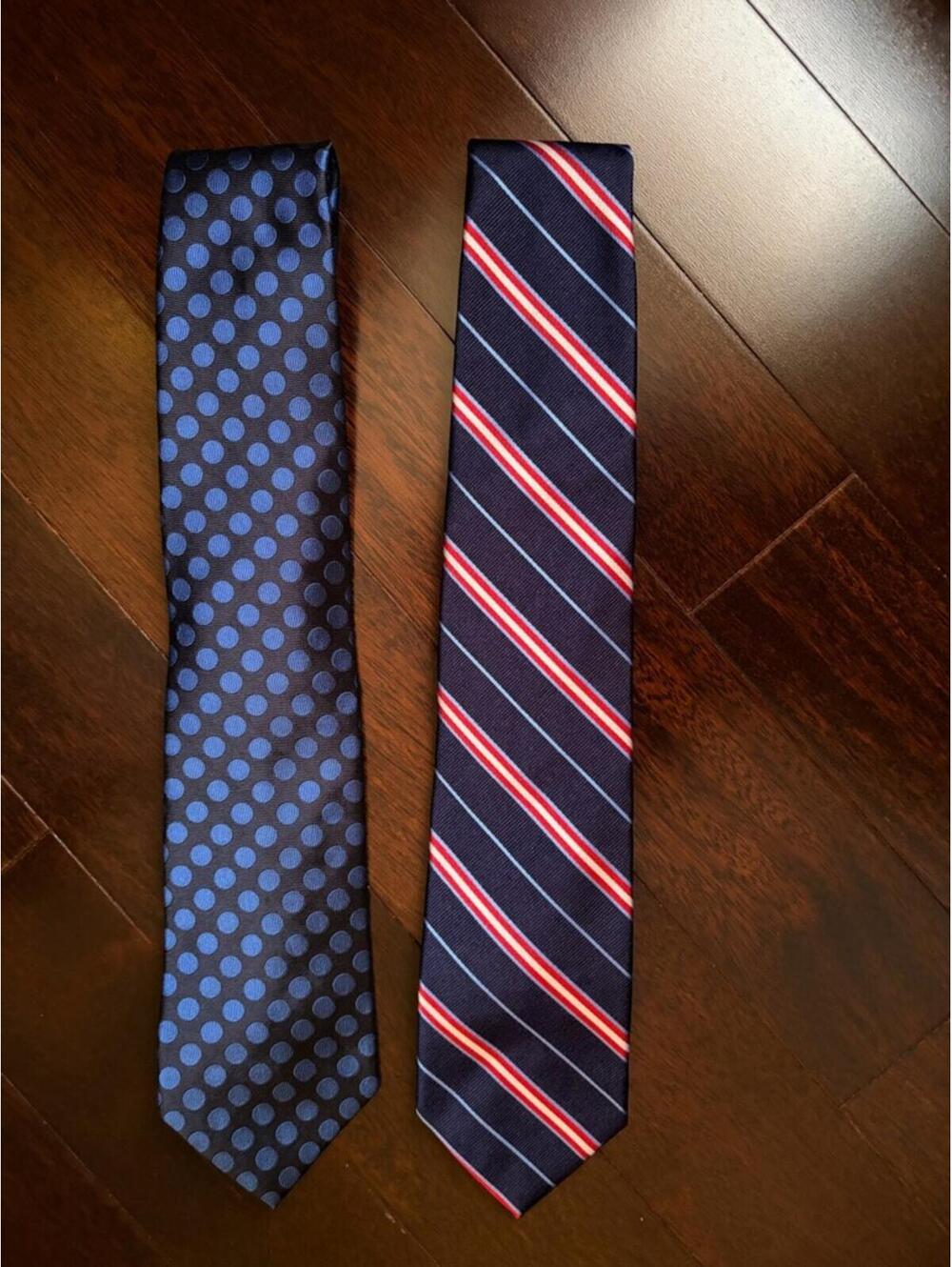 Brooks Brothers Navy Blue Polka Dot and Navy Striped Men’s Ties (Set of 2)